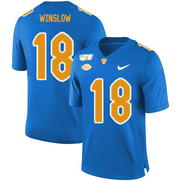 Pittsburgh Panthers #18 Ryan Winslow Blue 150th Anniversary Patch Nike College Football Jersey